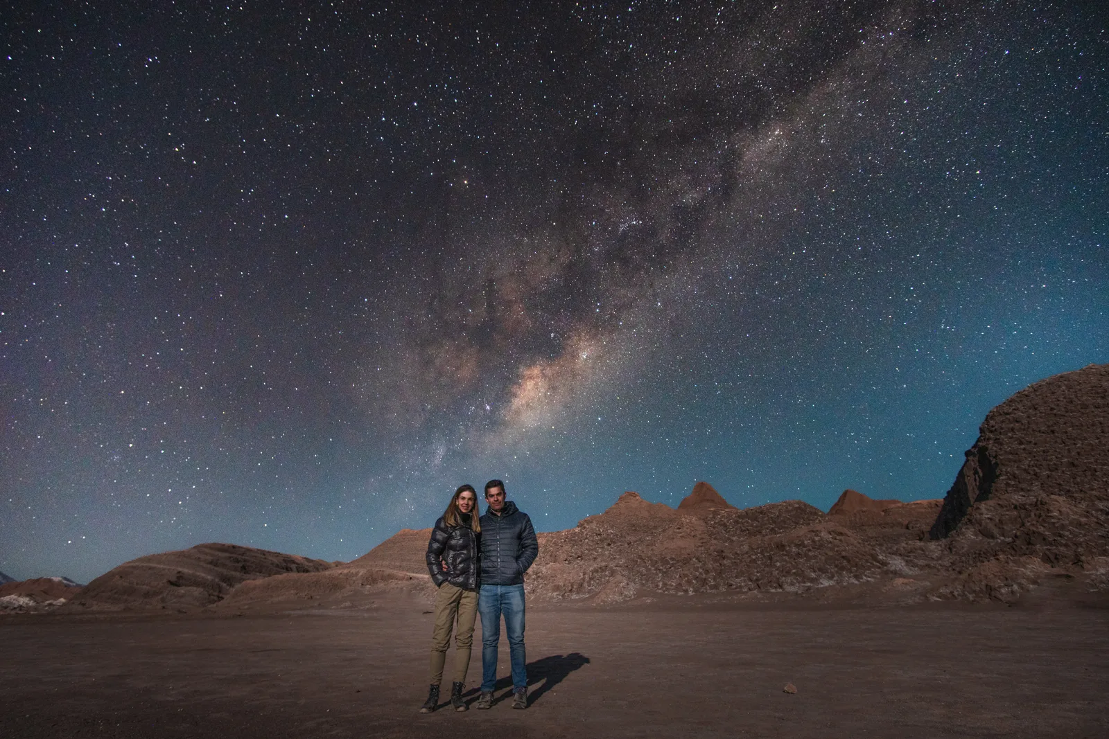 Couple under the Milky Way in the Atacama Desert